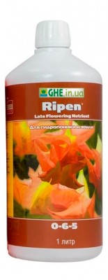 Мы продаем Ripen Flora series GHE 0 - 6 - 5 повышенного качества, оптом и в розницу Flora series Ripen - питательный компонент для ускорения процесса цветения и увеличения урожайности. Повышает содержание активных компонентов в лекарственных, ароматических и кулинарных растениях. Ripen незаменим для вывода нитратов - убирает из листвы, накопившийся там, нитратный азот. Ripen питательный комплекс для медленно цветущих и завершающих жизненный цикл растений.
